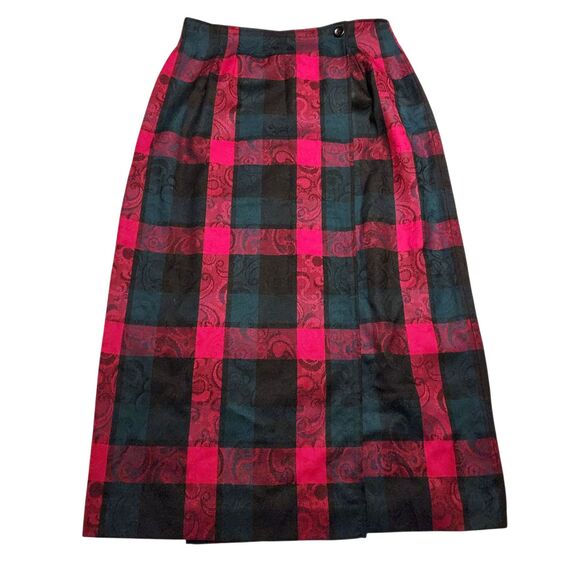 Vintage Pendleton Maxi Wrap Skirt Wool Red Green Holiday Plaid Womens Size 14 - Picture 1 of 7